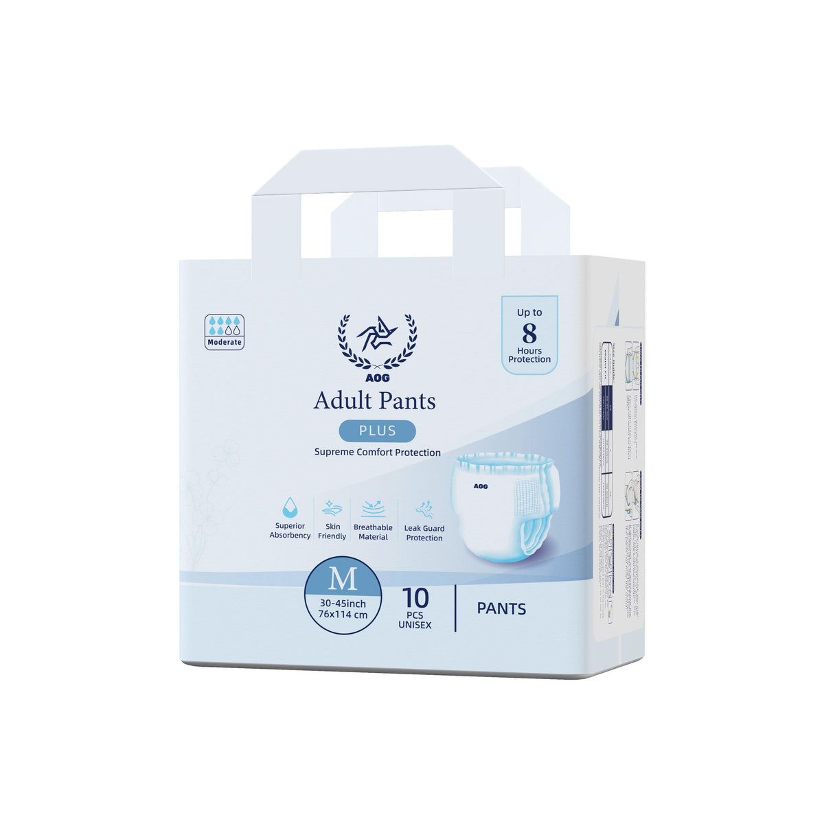 AOG Pants Plus Adult Diapers | Moderate Absorbency | Up to 8 Hours Protection