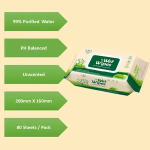 AOG 99% Purified Water Wet Wipes 80s