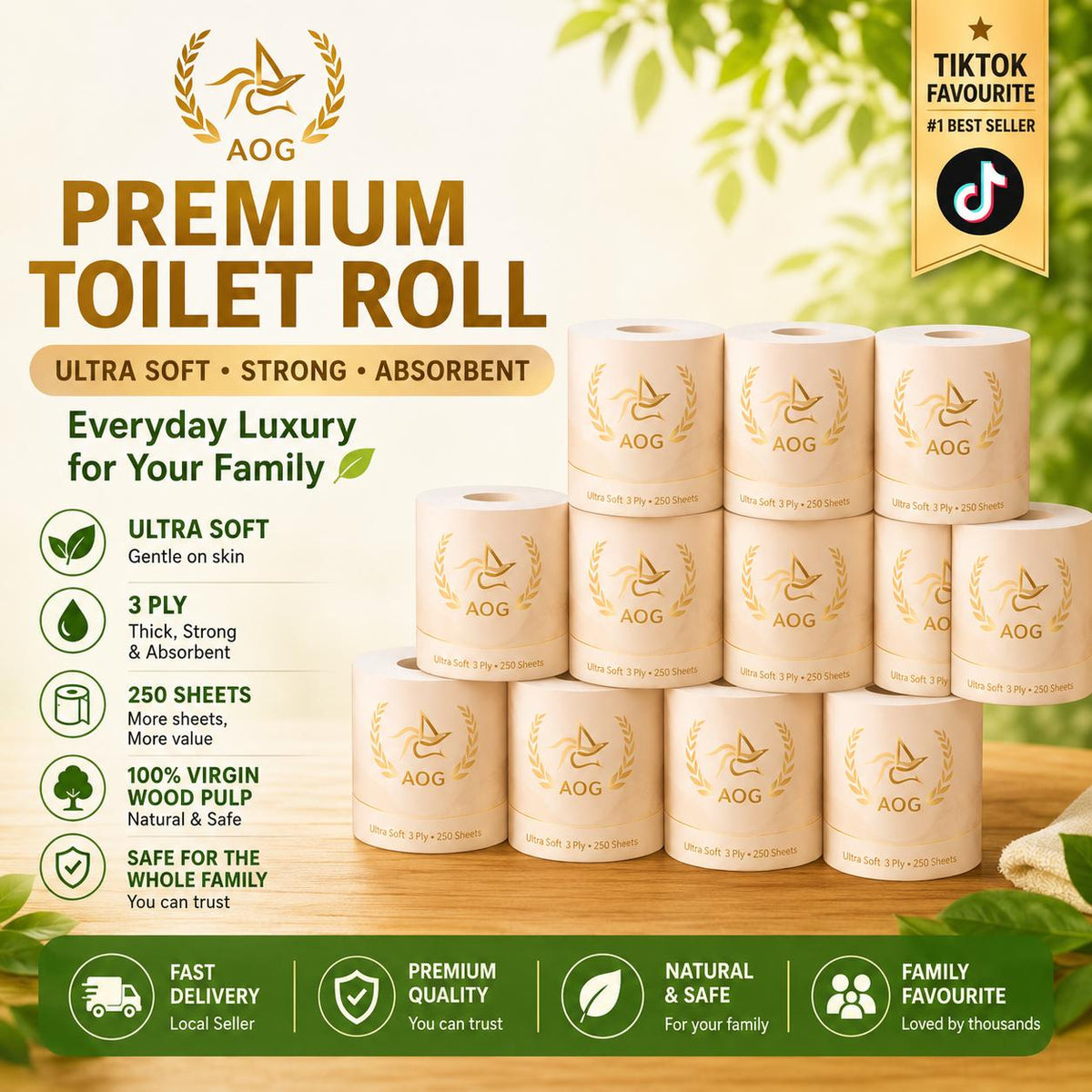 AOG Premium 3Ply Toilet Rolls / Toilet Paper