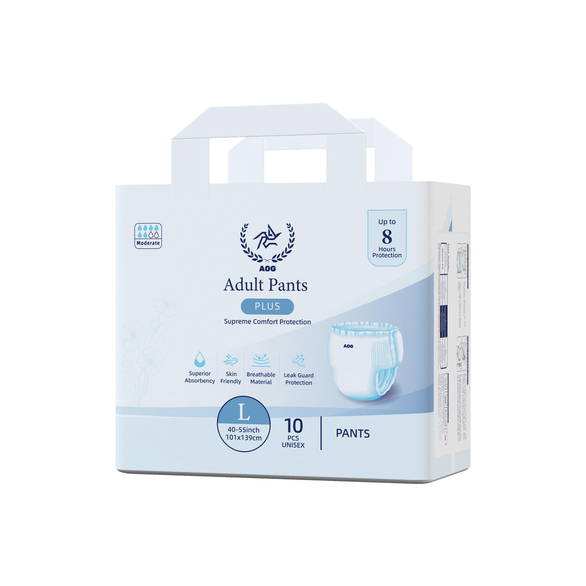 AOG Pants Plus Adult Diapers | Moderate Absorbency | Up to 8 Hours Protection