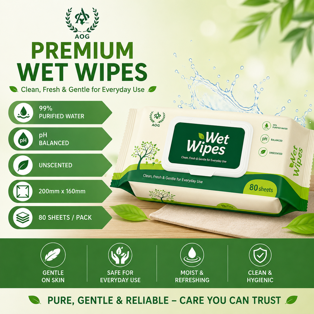 AOG 99% Purified Water Wet Wipes 80s
